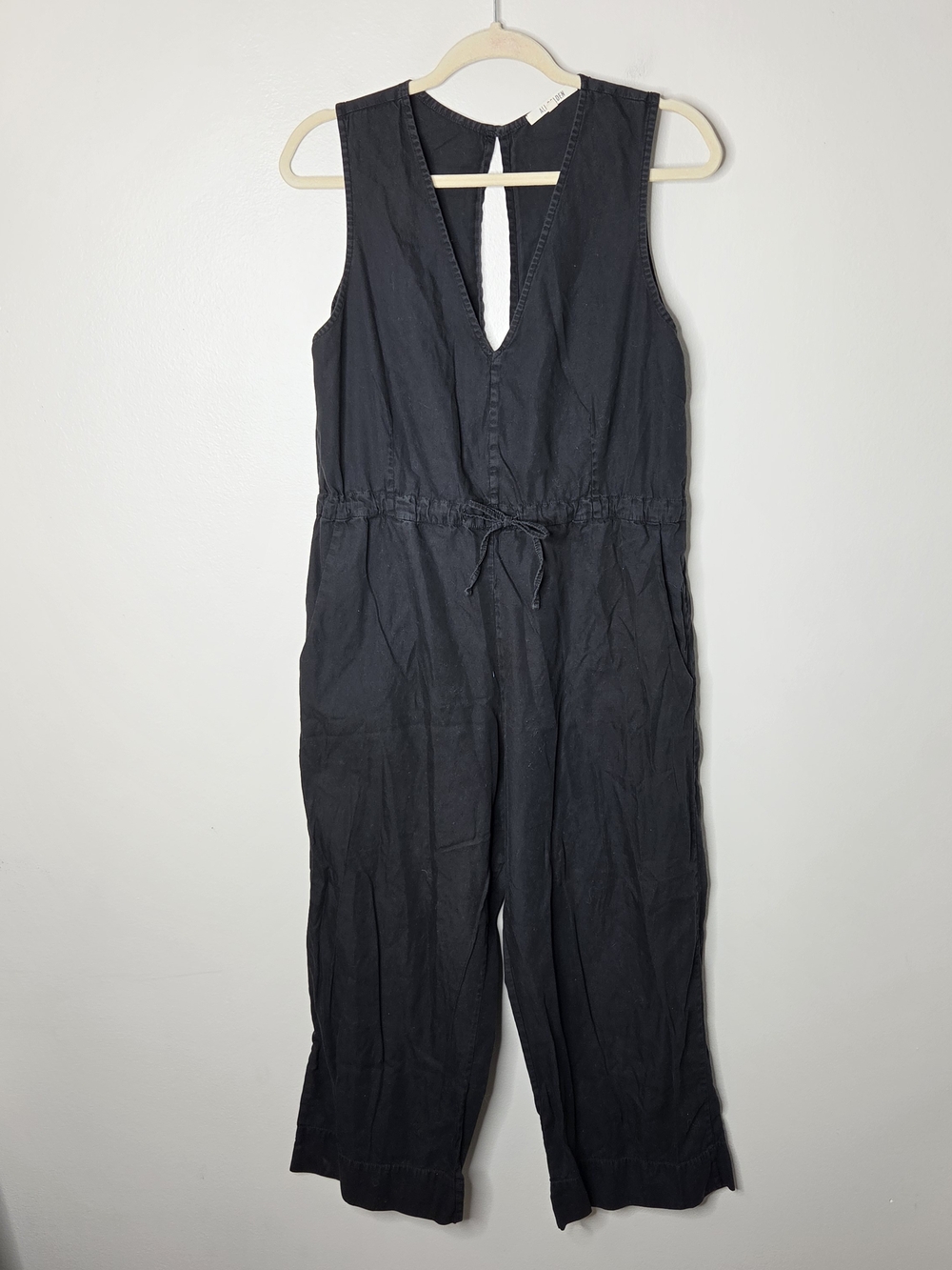 Ali Golden Black Cotton Sleeveless Wide Leg Jumpsuit